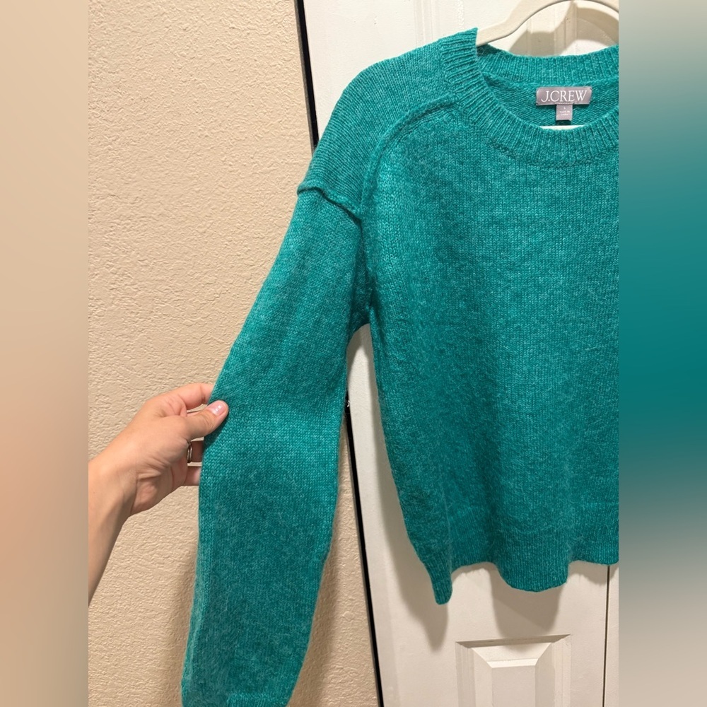 J.Crew Relaxed Pullover Sweater Merino/Alpaca Blend Kelly Green,Small - Picture 3 of 8